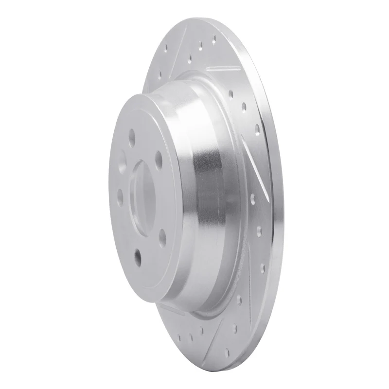 R1 13-15 Land Rover LR2 Rear Left Drilled & Slotted Silver Brake Rotor - Image 3