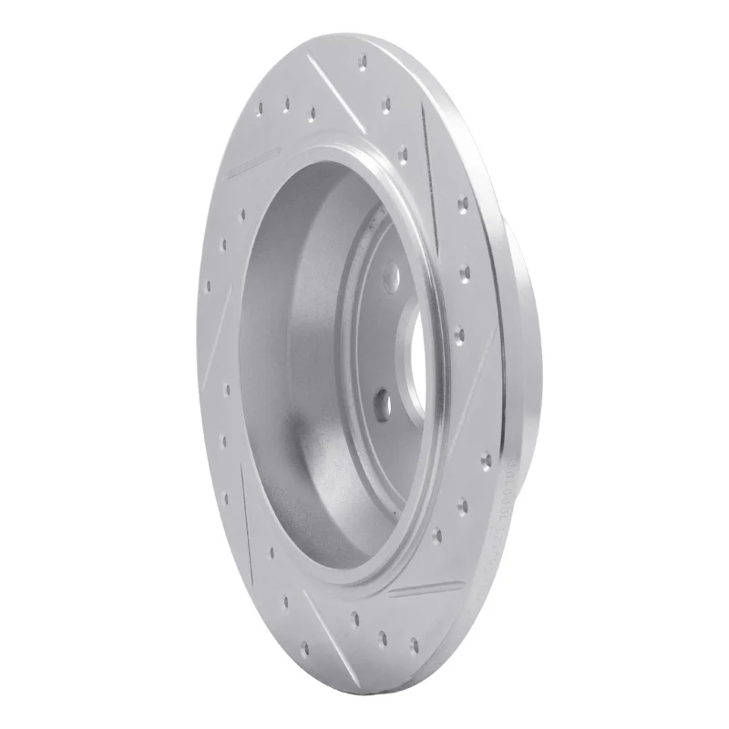 R1 13-15 Land Rover LR2 Rear Left Drilled & Slotted Silver Brake Rotor - Image 4