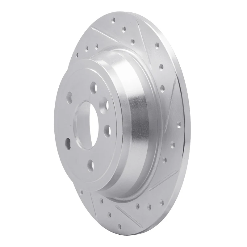 R1 13-15 Land Rover LR2 Rear Right Drilled & Slotted Silver Brake Rotor - Image 2