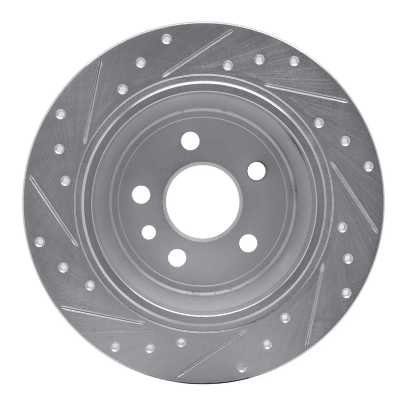 R1 13-15 Land Rover LR2 Rear Right Drilled & Slotted Silver Brake Rotor - Image 3