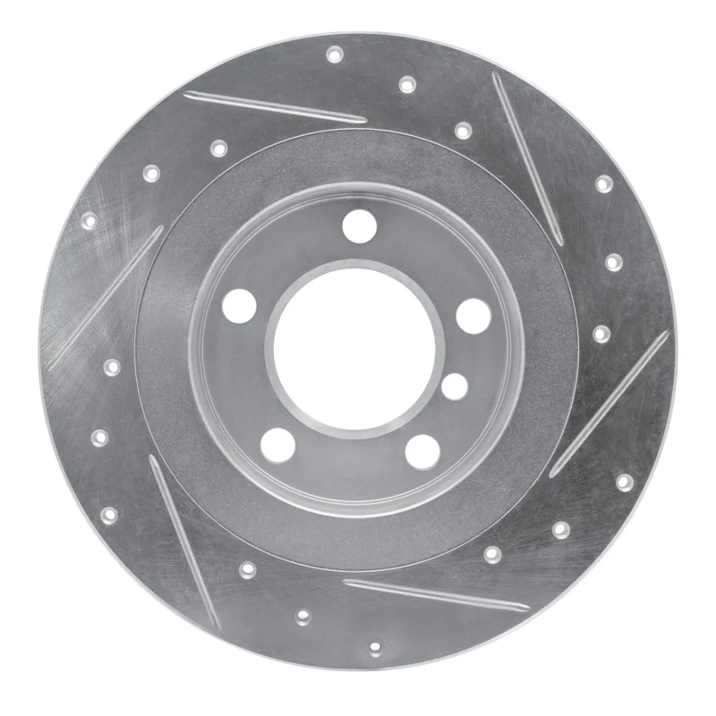 R1 13-16 Mini Cooper Countryman Rear Left Drilled & Slotted Silver Brake Rotor - Image 2