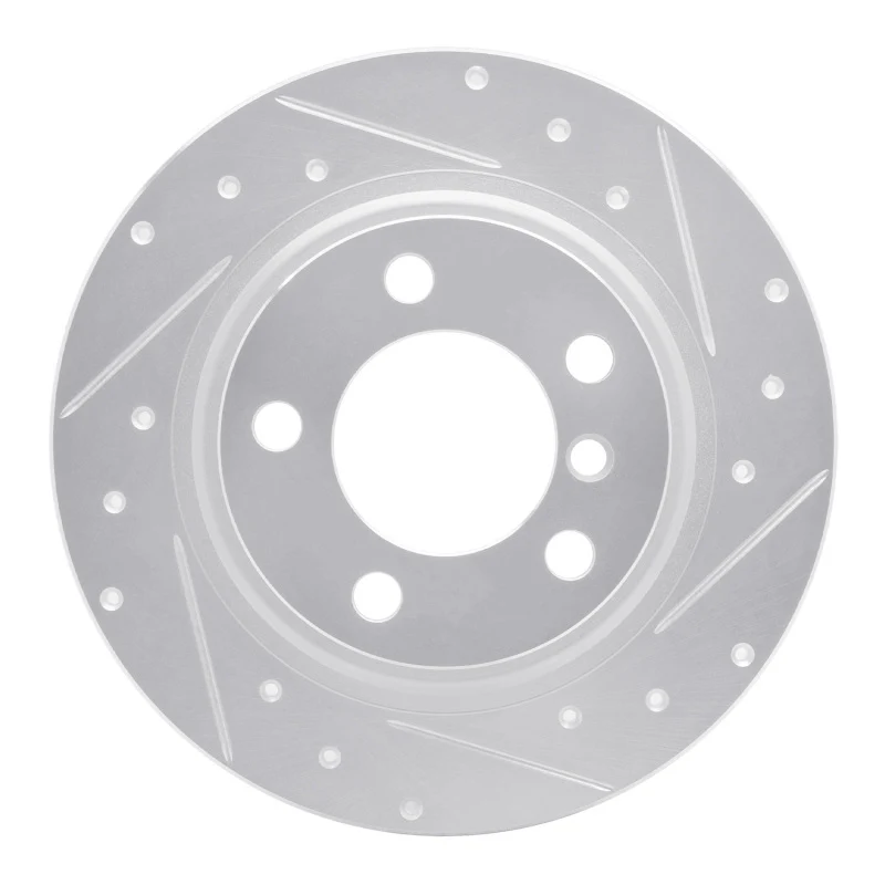 R1 13-16 Mini Cooper Countryman Rear Right Drilled & Slotted Silver Brake Rotor