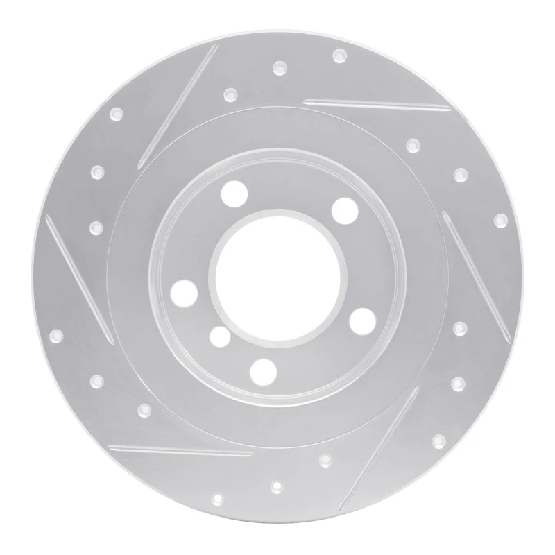R1 13-16 Mini Cooper Countryman Rear Right Drilled & Slotted Silver Brake Rotor - Image 2