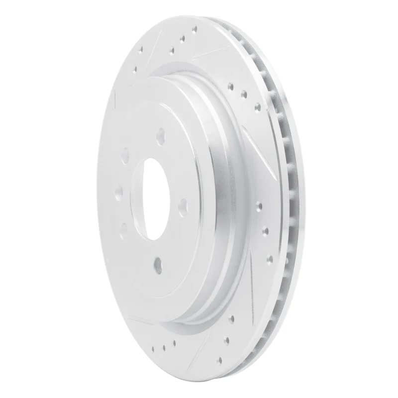 R1 13-19 Cadillac ATS Rear Left Drilled & Slotted Silver Brake Rotor - Image 2