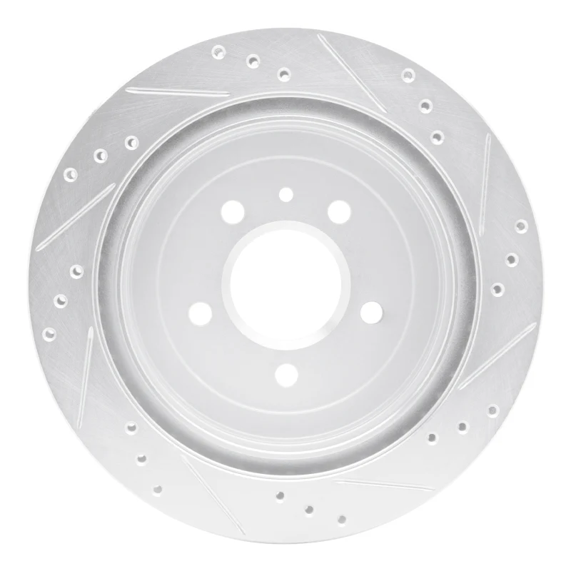R1 13-19 Cadillac ATS Rear Left Drilled & Slotted Silver Brake Rotor - Image 3