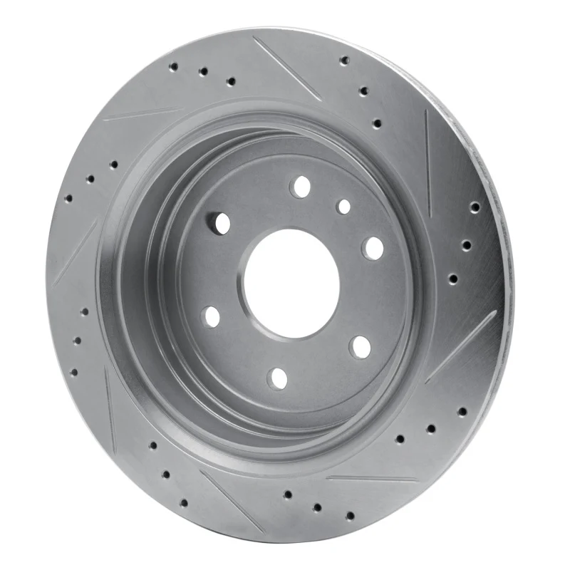 R1 13-19 Cadillac XTS Rear Left Drilled & Slotted Silver Brake Rotor - Image 2