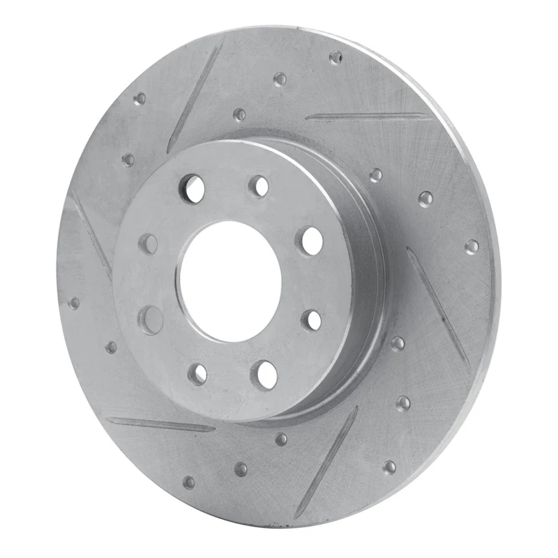R1 13-19 Fiat 500E Rear Left Drilled & Slotted Silver Brake Rotor - Image 3