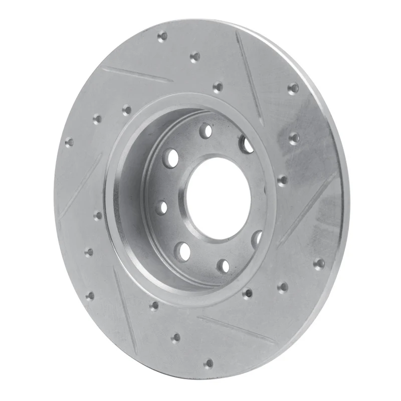 R1 13-19 Fiat 500E Rear Left Drilled & Slotted Silver Brake Rotor - Image 4