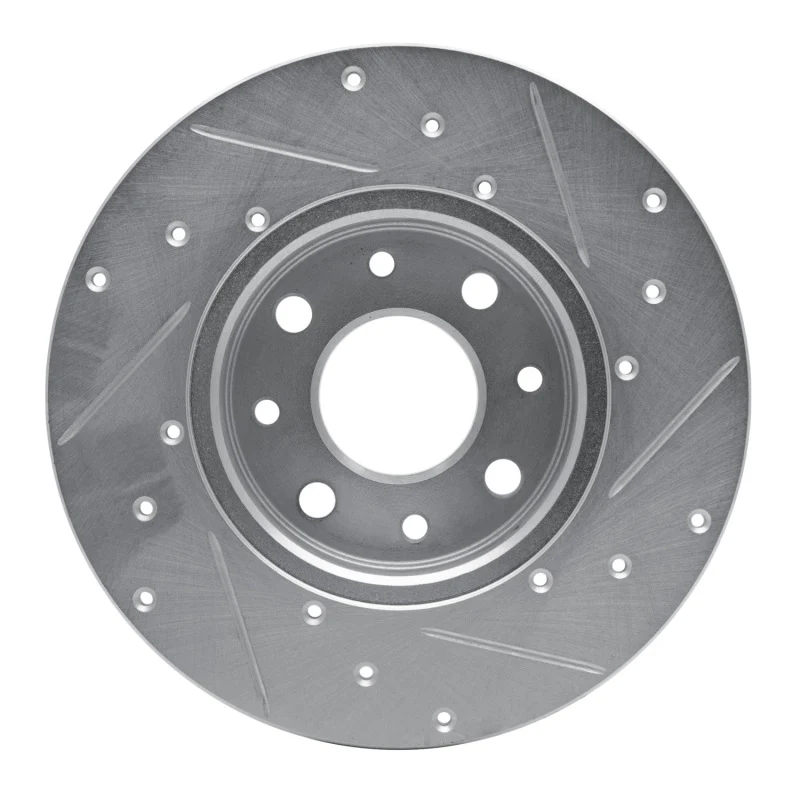 R1 13-19 Fiat 500E Rear Left Drilled & Slotted Silver Brake Rotor - Image 5