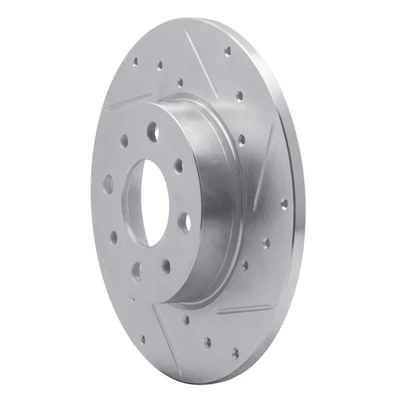 R1 13-19 Fiat 500E Rear Right Drilled & Slotted Silver Brake Rotor - Image 3