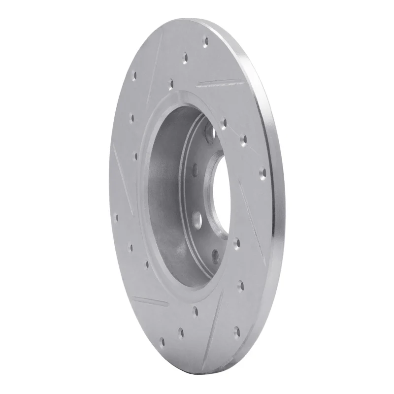 R1 13-19 Fiat 500E Rear Right Drilled & Slotted Silver Brake Rotor - Image 4