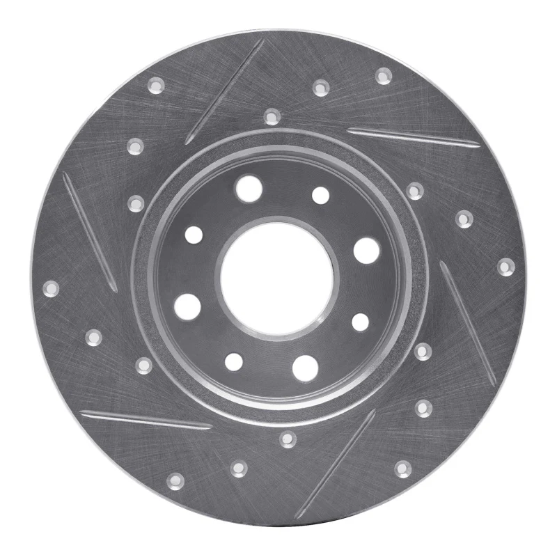 R1 13-19 Fiat 500E Rear Right Drilled & Slotted Silver Brake Rotor - Image 5