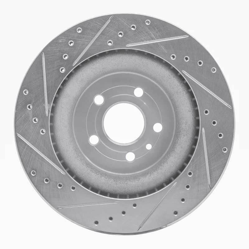 R1 13-19 Ford Explorer Front Right Drilled & Slotted Silver Brake Rotor - Image 2
