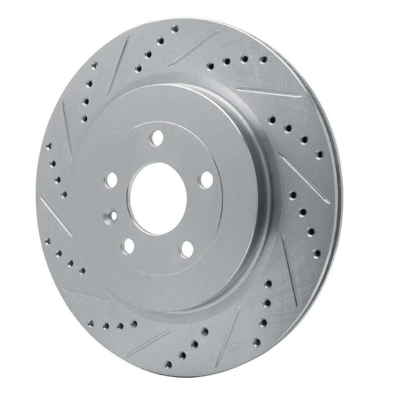 R1 13-19 Ford Explorer Rear Left Drilled & Slotted Silver Brake Rotor - Image 5