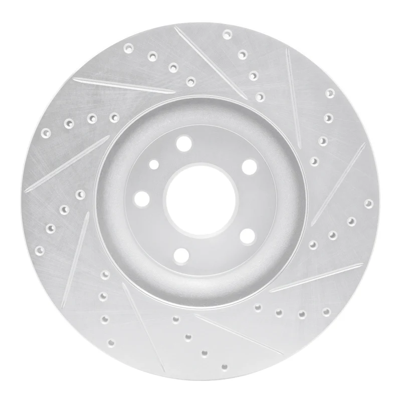 R1 13-20 Ford Fusion Front Left Drilled & Slotted Silver Brake Rotor - Image 3