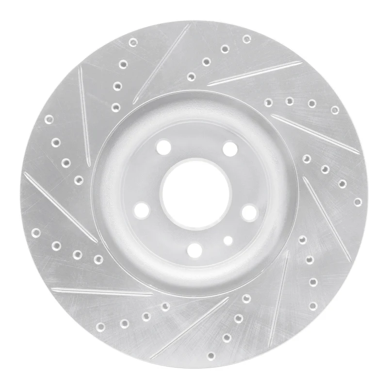 R1 13-20 Ford Fusion Front Right Drilled & Slotted Silver Brake Rotor - Image 3