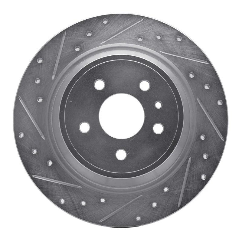 R1 13-20 Ford Fusion Rear Left Drilled & Slotted Silver Brake Rotor