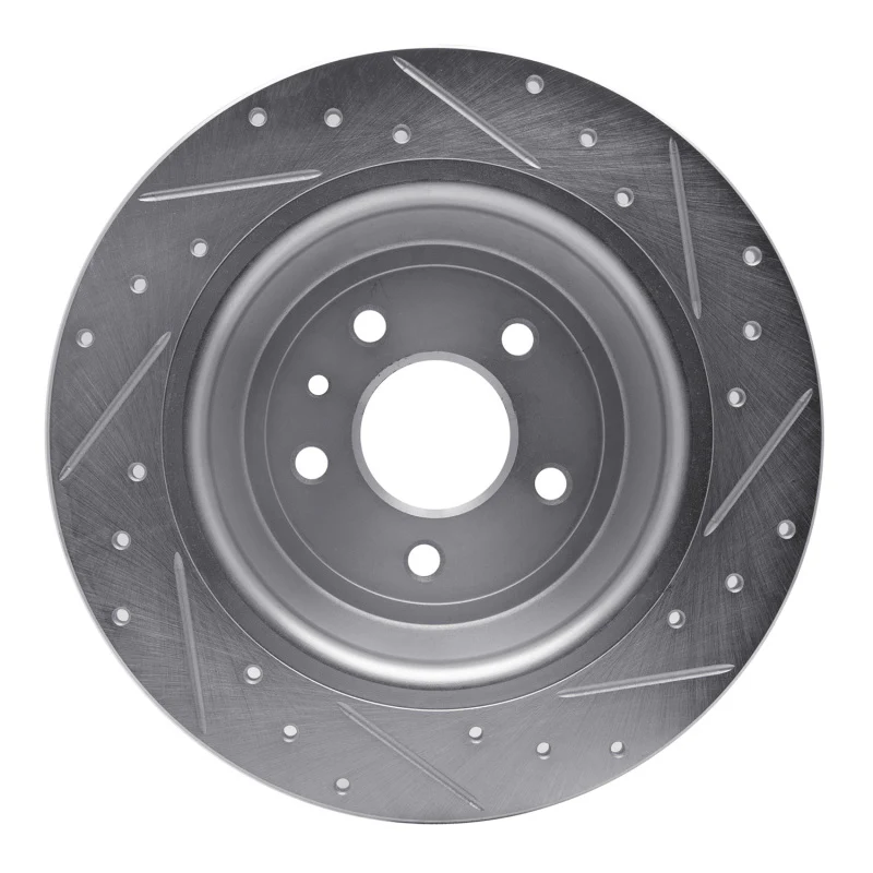 R1 13-20 Ford Fusion Rear Left Drilled & Slotted Silver Brake Rotor - Image 3
