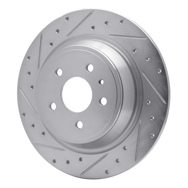 R1 13-20 Ford Fusion Rear Left Drilled & Slotted Silver Brake Rotor - Image 5
