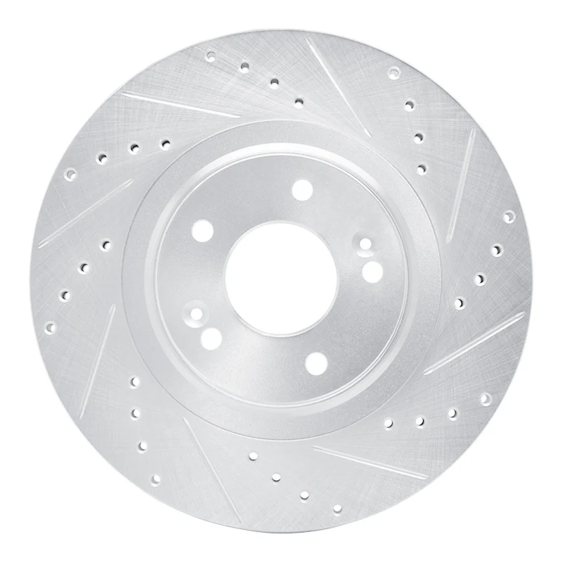 R1 13-20 Hyundai SANTA FE Front Right Drilled & Slotted Silver Brake Rotor