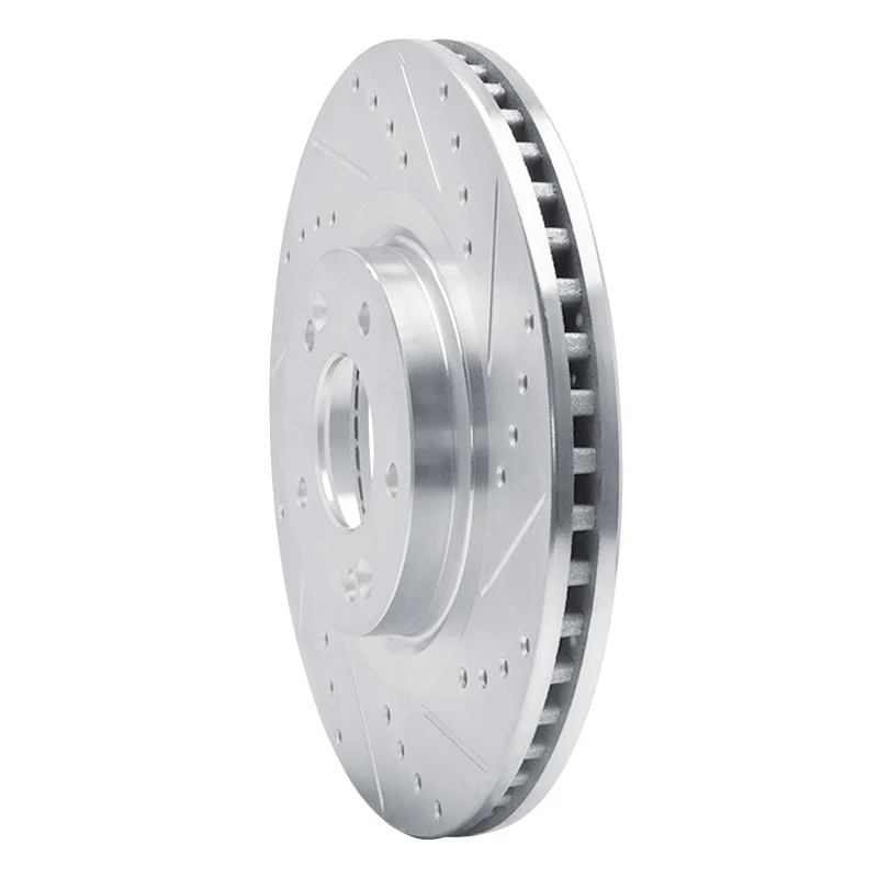 R1 13-20 Hyundai SANTA FE Front Right Drilled & Slotted Silver Brake Rotor - Image 2
