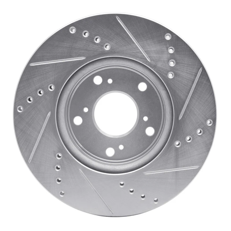 R1 13-22 Honda Accord Sedan Front Left Drilled & Slotted Silver Brake Rotor - Image 5