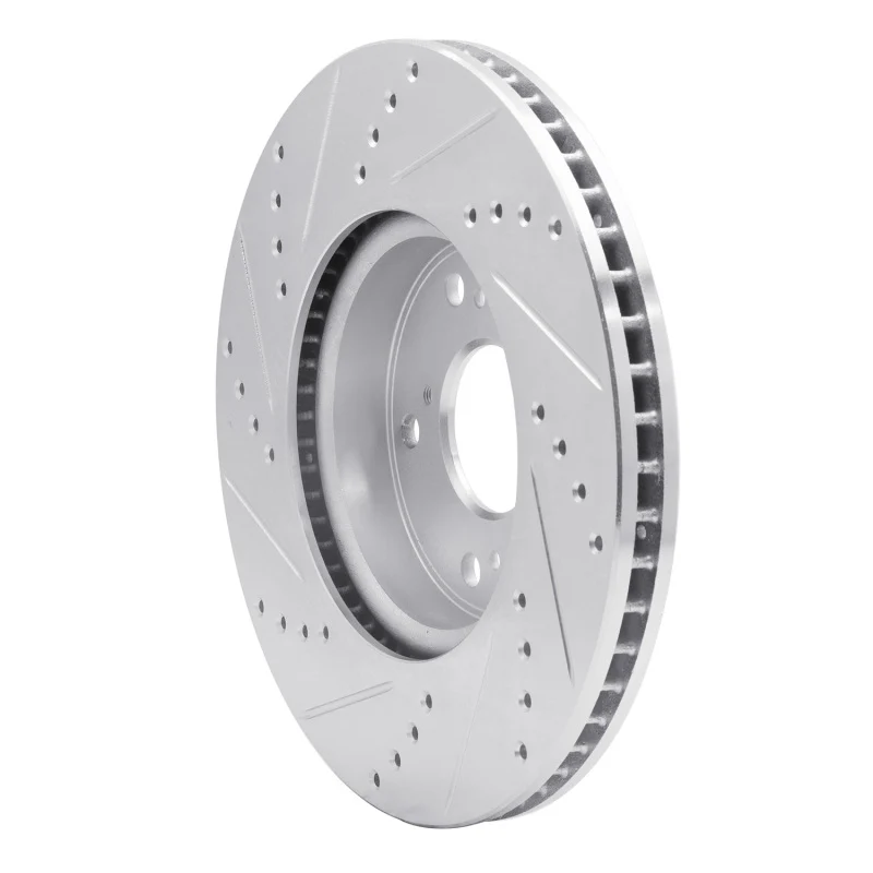 R1 13-22 Honda Accord Sedan Front Right Drilled & Slotted Silver Brake Rotor - Image 3