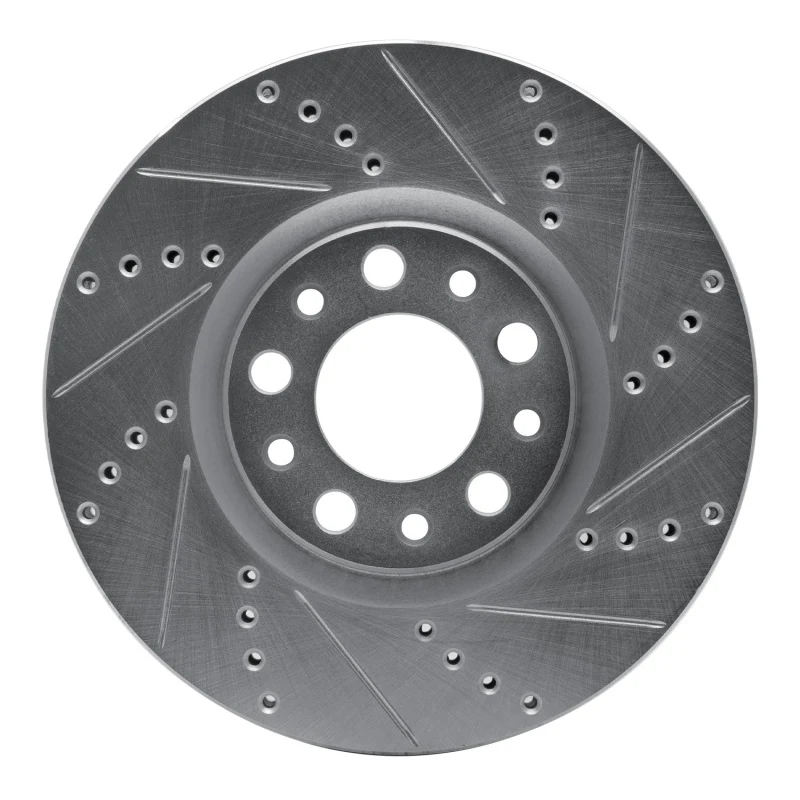 R1 13-23 Chrysler 200 Front Right Drilled & Slotted Silver Brake Rotor