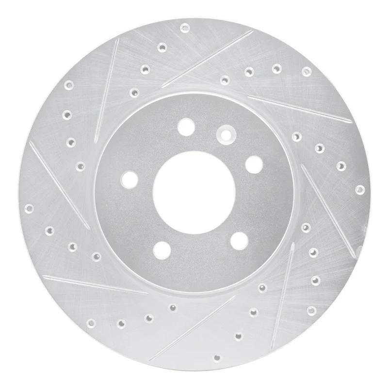 R1 13-25 Cadillac ATS Front Left Drilled & Slotted Silver Brake Rotor