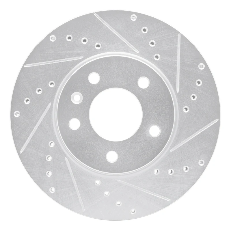 R1 13-25 Cadillac ATS Front Right Drilled & Slotted Silver Brake Rotor