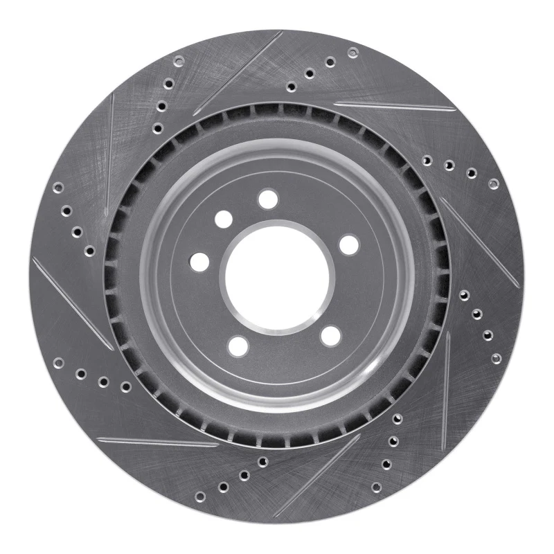 R1 13-25 Land Rover Defender 90 Rear Right Drilled & Slotted Silver Brake Rotor - Image 2