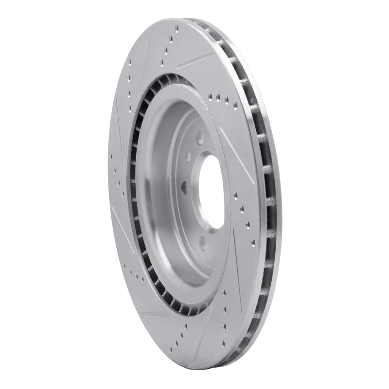 R1 13-25 Land Rover Defender 90 Rear Right Drilled & Slotted Silver Brake Rotor - Image 4