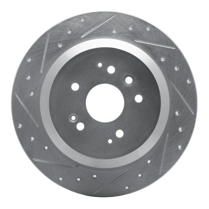 R1 14-16 Acura MDX Rear Left Drilled & Slotted Silver Brake Rotor
