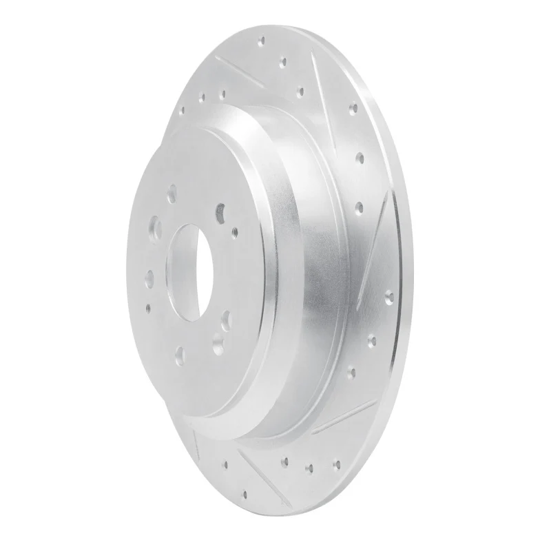R1 14-16 Acura MDX Rear Right Drilled & Slotted Silver Brake Rotor - Image 2