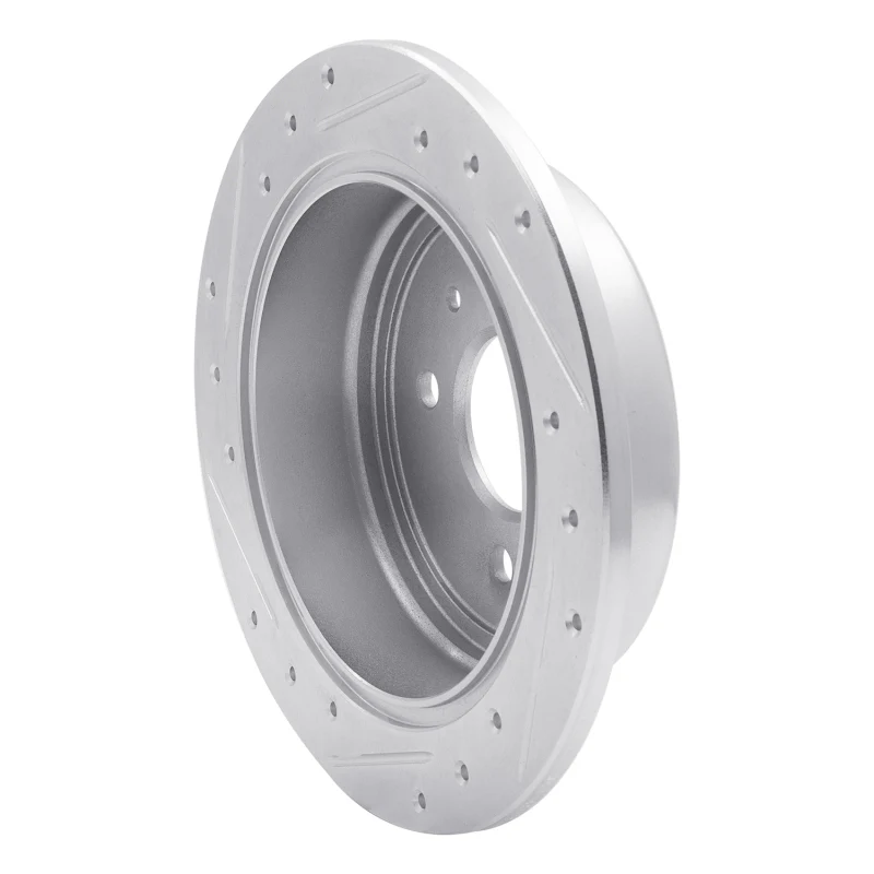 R1 14-16 Chevrolet SPARK EV Rear Right Drilled & Slotted Silver Brake Rotor - Image 2
