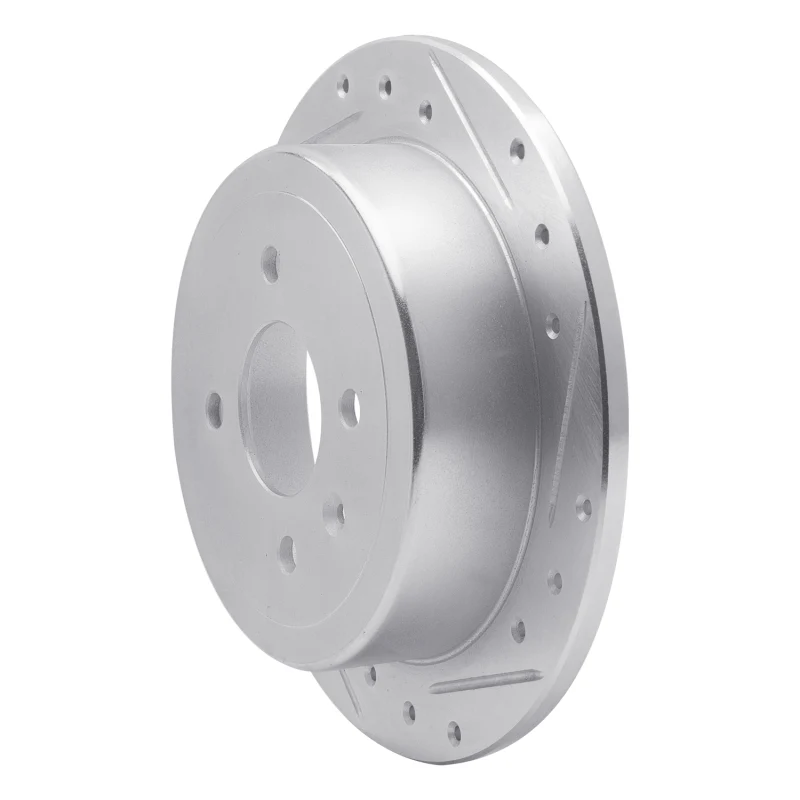 R1 14-16 Chevrolet SPARK EV Rear Right Drilled & Slotted Silver Brake Rotor - Image 3