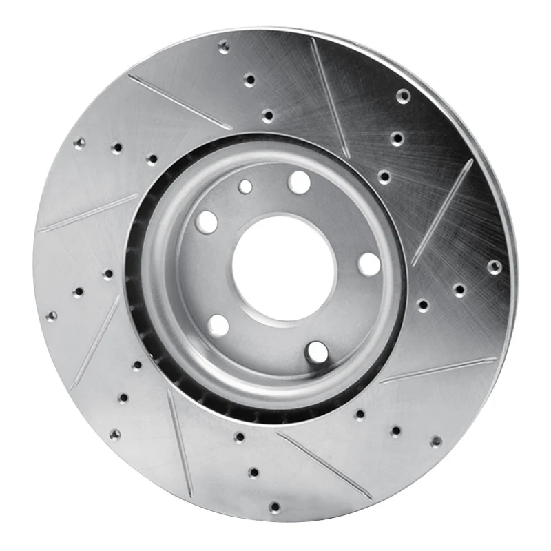 R1 14-19 Chevrolet Corvette Front Left Drilled & Slotted Silver Brake Rotor - Image 3