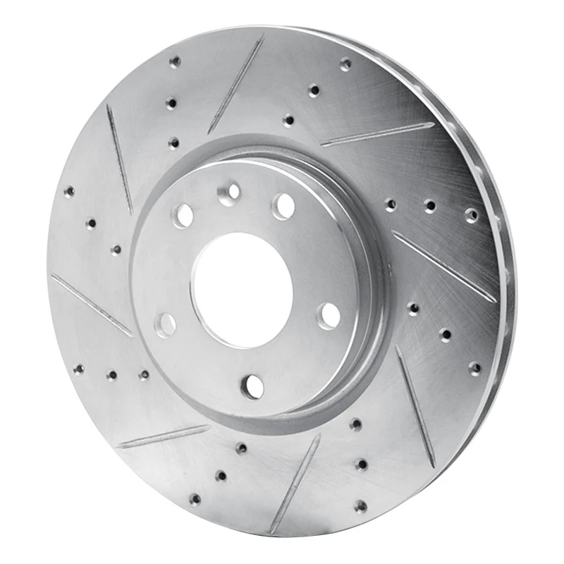 R1 14-19 Chevrolet Corvette Front Left Drilled & Slotted Silver Brake Rotor - Image 4