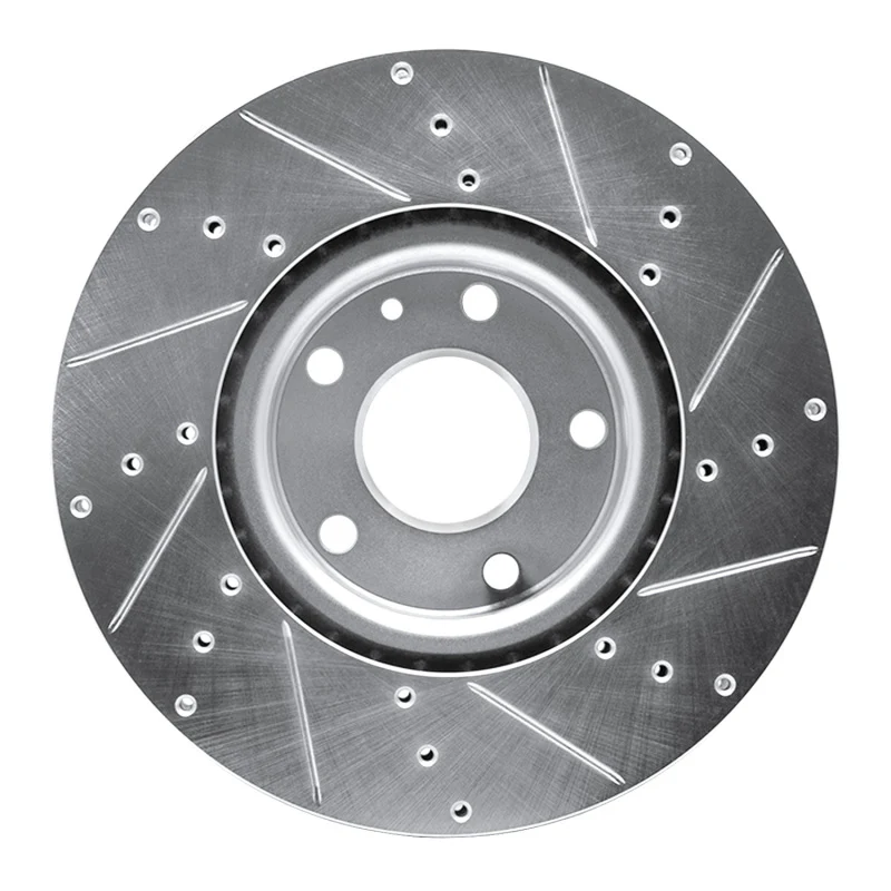 R1 14-19 Chevrolet Corvette Front Left Drilled & Slotted Silver Brake Rotor - Image 5