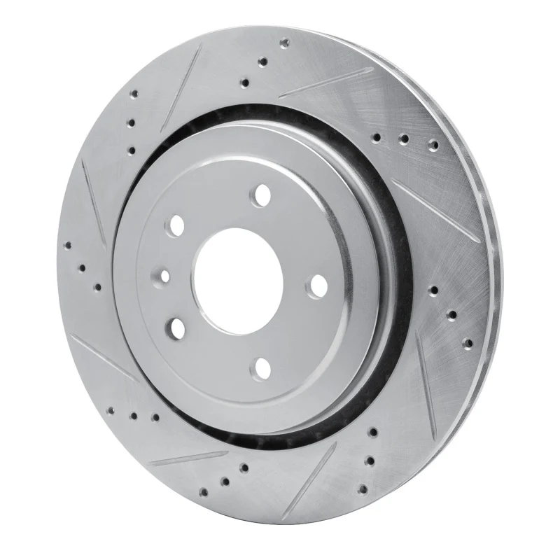 R1 14-19 Chevrolet Corvette Rear Left Drilled & Slotted Silver Brake Rotor - Image 3