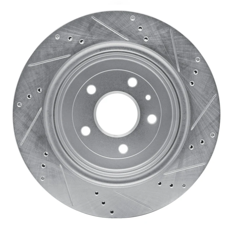 R1 14-19 Chevrolet Corvette Rear Left Drilled & Slotted Silver Brake Rotor - Image 5