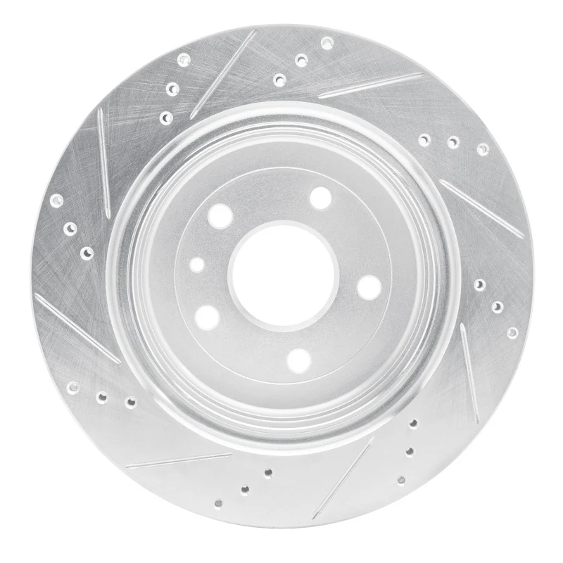 R1 14-19 Chevrolet Corvette Rear Right Drilled & Slotted Silver Brake Rotor - Image 3