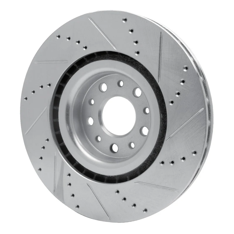 R1 14-19 Fiat 500L Front Left Drilled & Slotted Silver Brake Rotor - Image 3