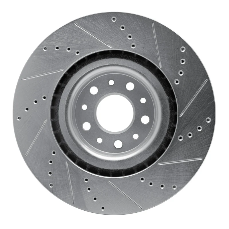 R1 14-19 Fiat 500L Front Left Drilled & Slotted Silver Brake Rotor - Image 4