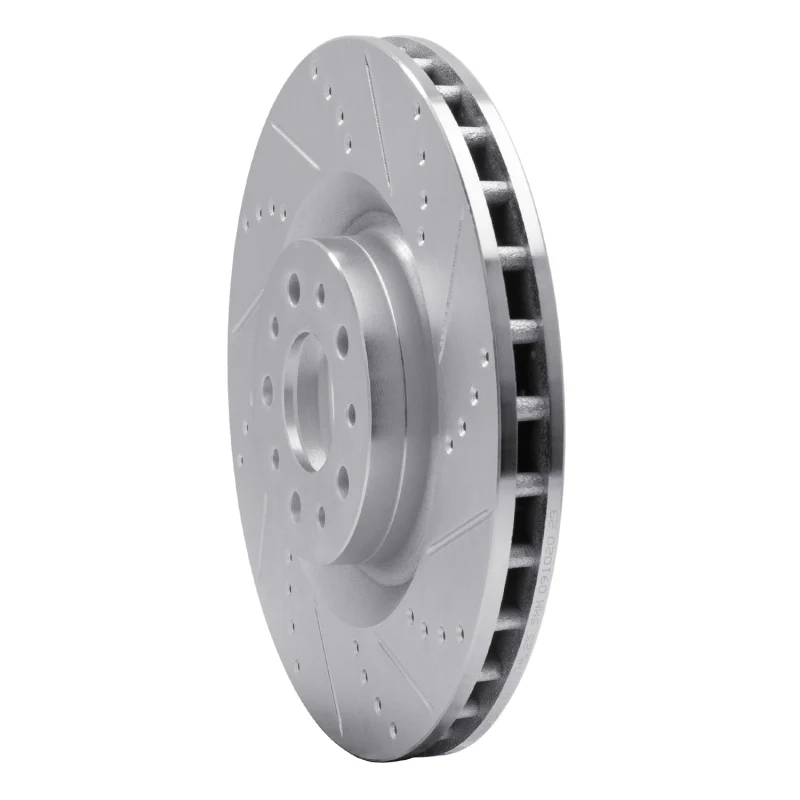 R1 14-19 Fiat 500L Front Right Drilled & Slotted Silver Brake Rotor - Image 2