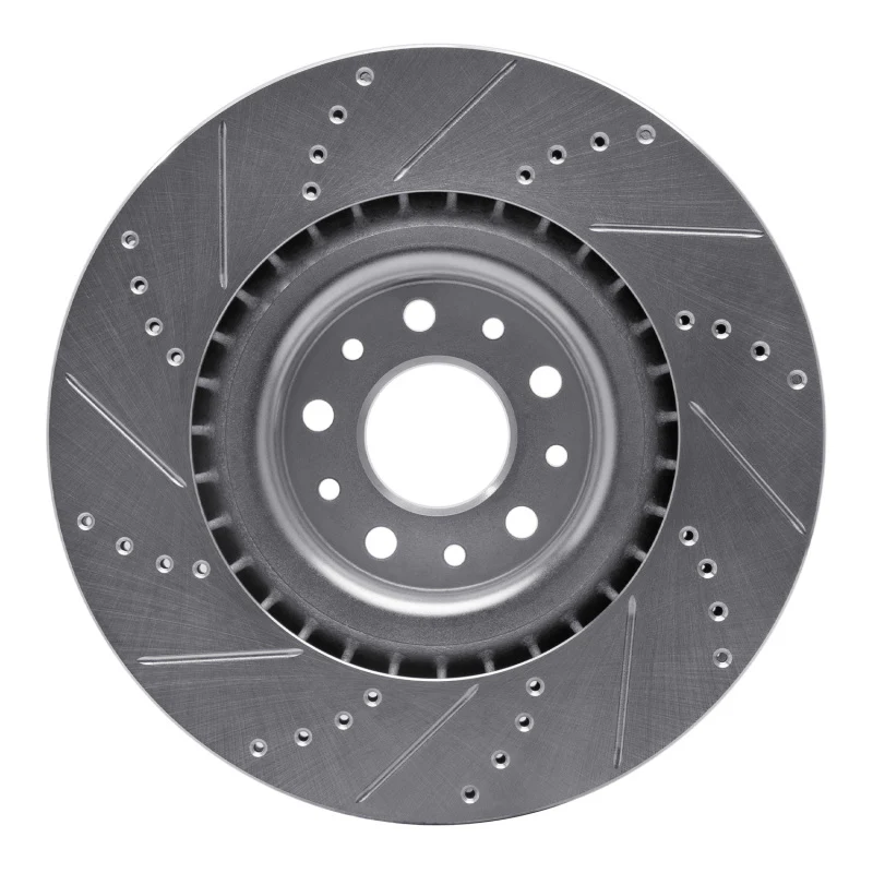 R1 14-19 Fiat 500L Front Right Drilled & Slotted Silver Brake Rotor - Image 4