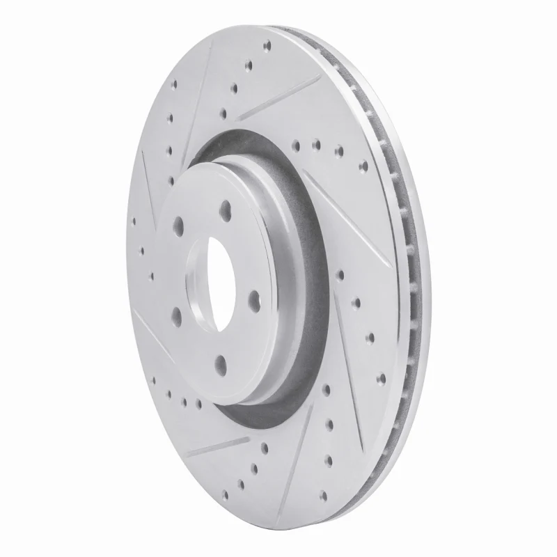 R1 14-19 Ford Focus Front Left Drilled & Slotted Silver Brake Rotor - Image 5