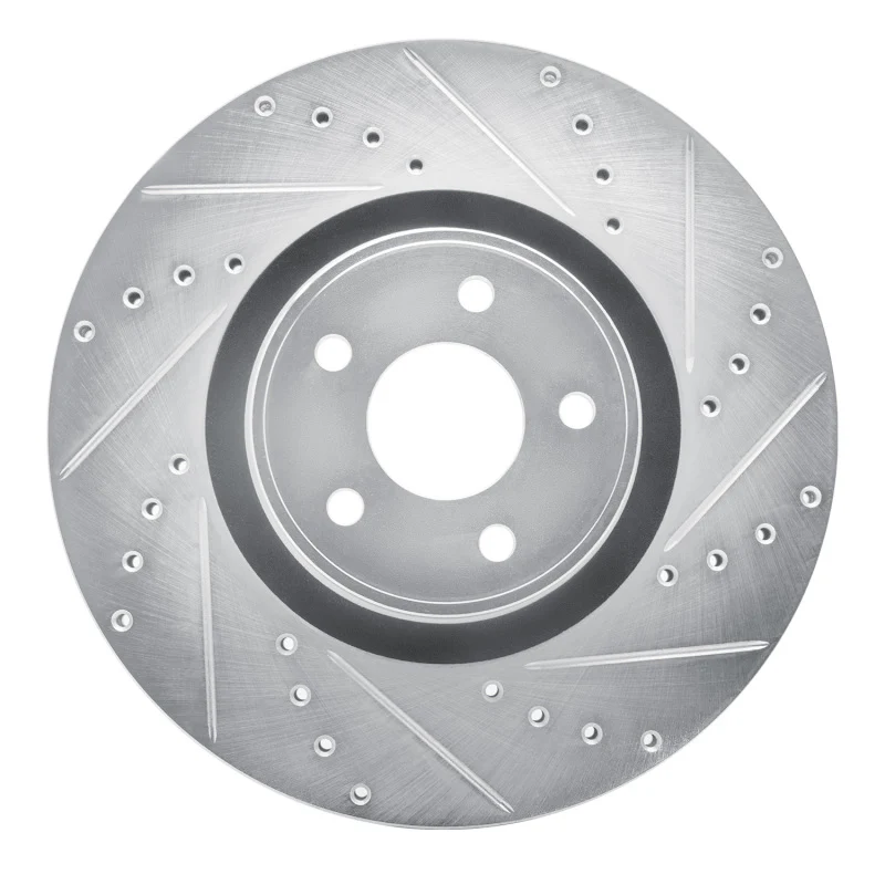 R1 14-19 Ford Focus Front Right Drilled & Slotted Silver Brake Rotor