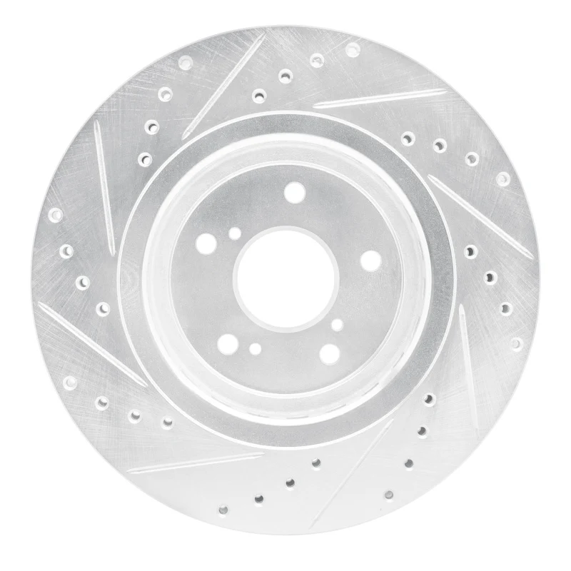 R1 14-20 Acura MDX Front Right Drilled & Slotted Silver Brake Rotor - Image 3