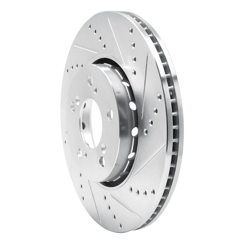 R1 14-20 Acura RLX Front Right Drilled & Slotted Silver Brake Rotor - Image 4